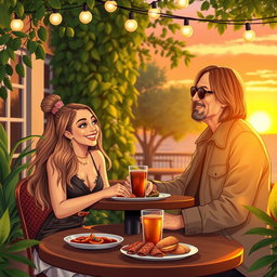 A charming scene depicting Ariana Grande and Tom Petty on a delightful date