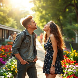 A lively scene depicting Dom Brack and Sofi Dossi sharing a playful kiss