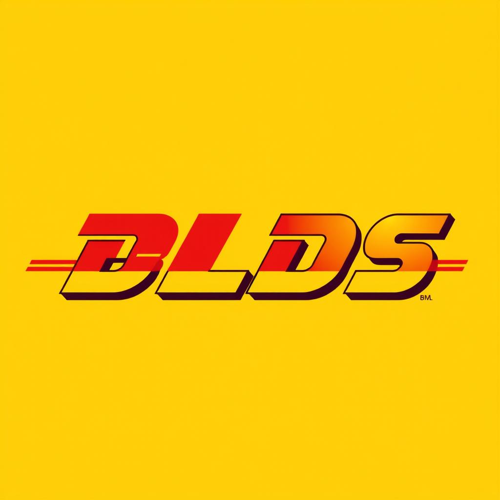 An artistic representation of a bold graphic design featuring the word 'BLDS' styled in a font that closely resembles the DHL logo