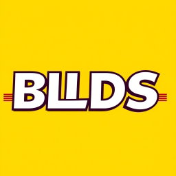 An artistic representation of a bold graphic design featuring the word 'BLDS' styled in a font that closely resembles the DHL logo