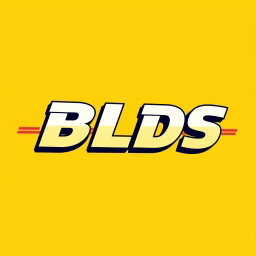 An artistic representation of a bold graphic design featuring the word 'BLDS' styled in a font that closely resembles the DHL logo