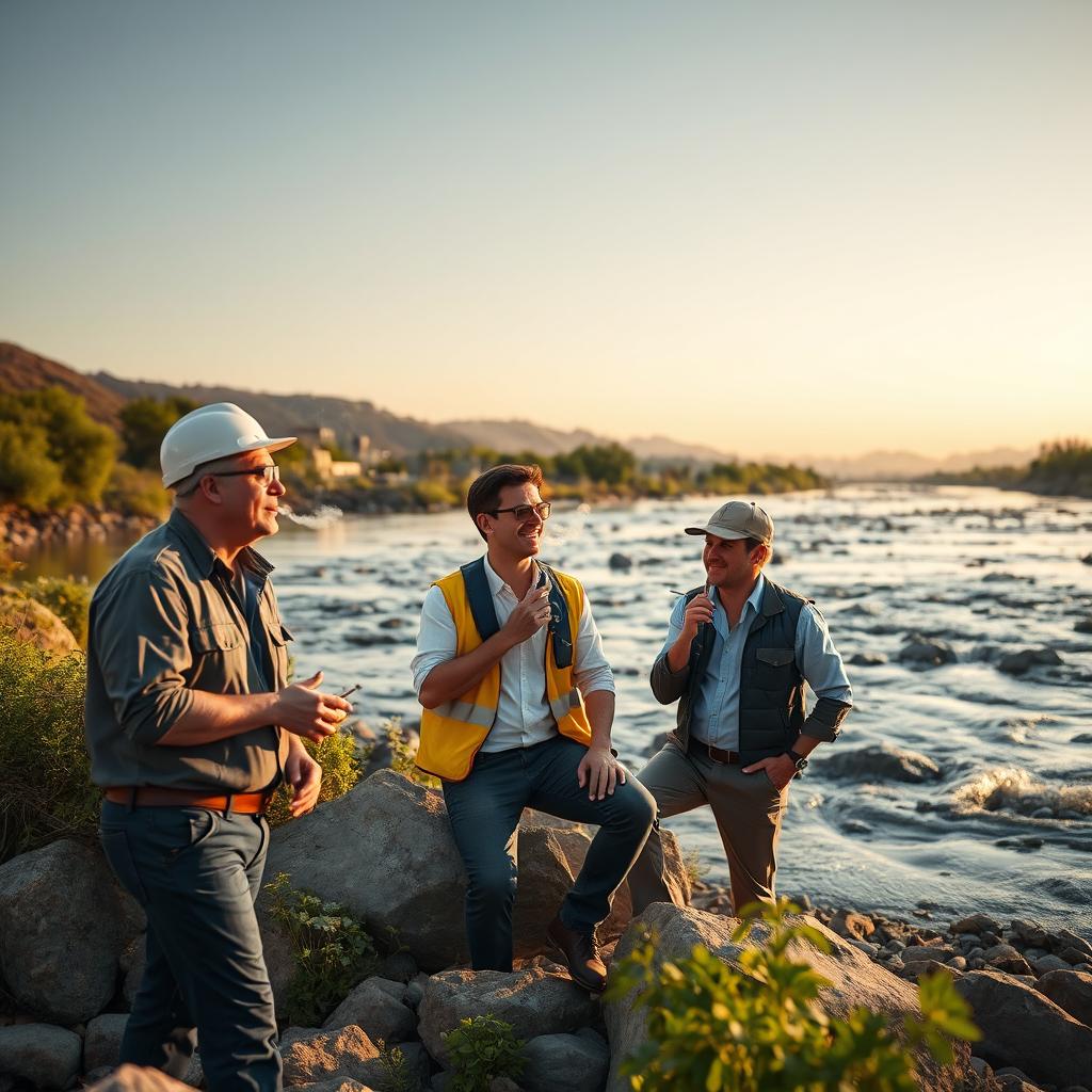 A highly realistic photograph capturing the scenic beauty of the Karoon river with its dynamic sedimentary flow