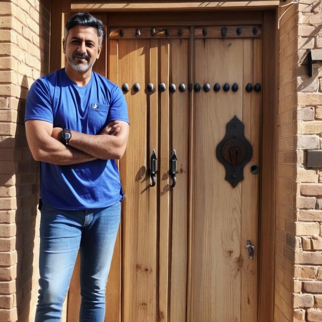 Stand Tall: Confident Bearded Man in a Doorway