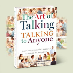 A captivating book cover design for 'The Art of Talking to Anyone' with the subtitle 'Master Conversations and Build Stronger Relationships'