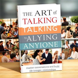 A captivating book cover design for 'The Art of Talking to Anyone' with the subtitle 'Master Conversations and Build Stronger Relationships'