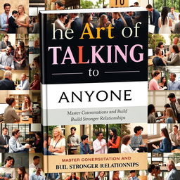 A captivating book cover design for 'The Art of Talking to Anyone' with the subtitle 'Master Conversations and Build Stronger Relationships'