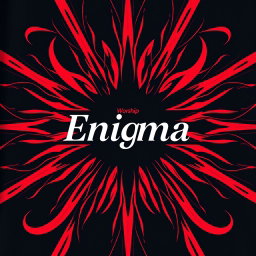 A stylish t-shirt design featuring a modern, abstract graphic pattern in rich red and black tones