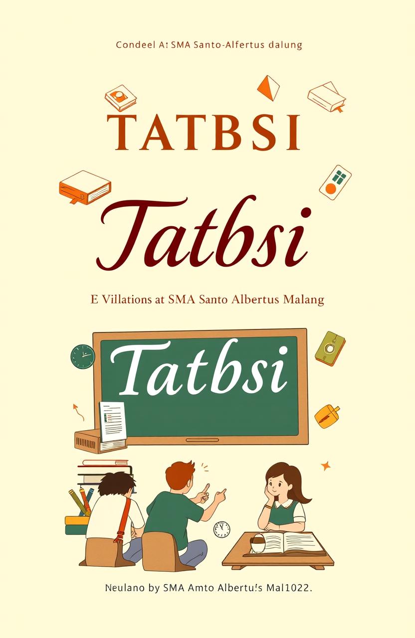 A book cover design for a high school textbook on tatbsi (rules) or violations used at SMA Santo Albertus Malang