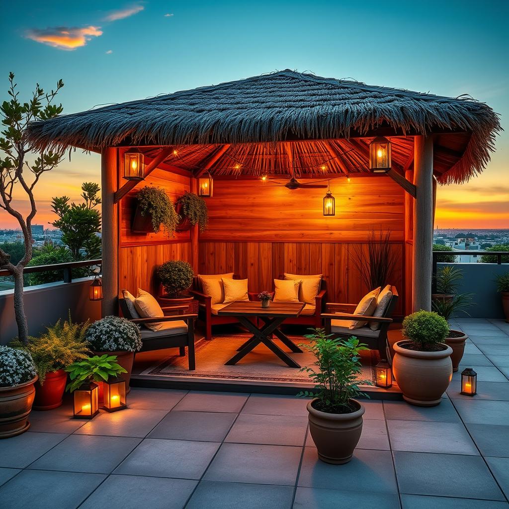A cozy quincho designed in a 5x7 meter space located on a patio terrace