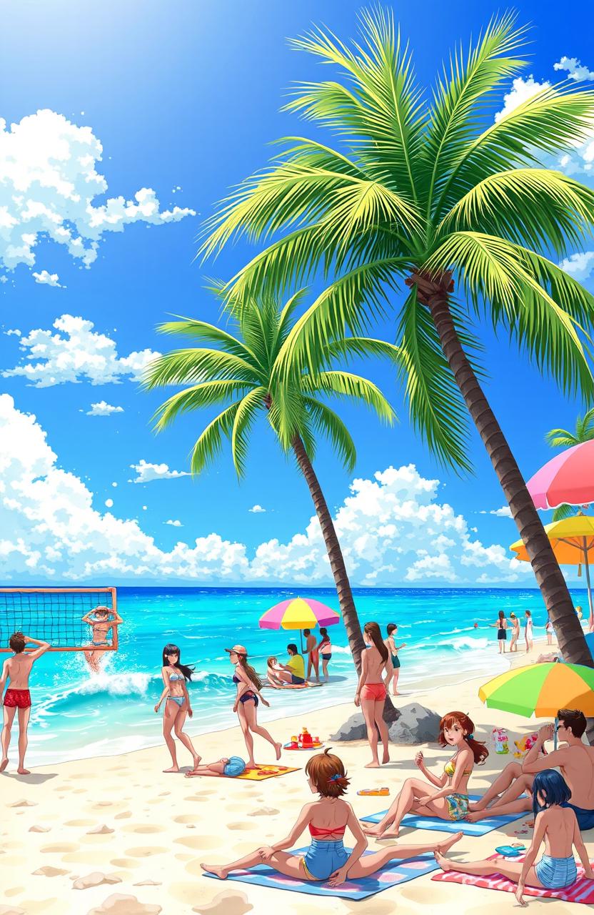 Dazzle My Little Paradise: A Vibrant Anime Beach Scene