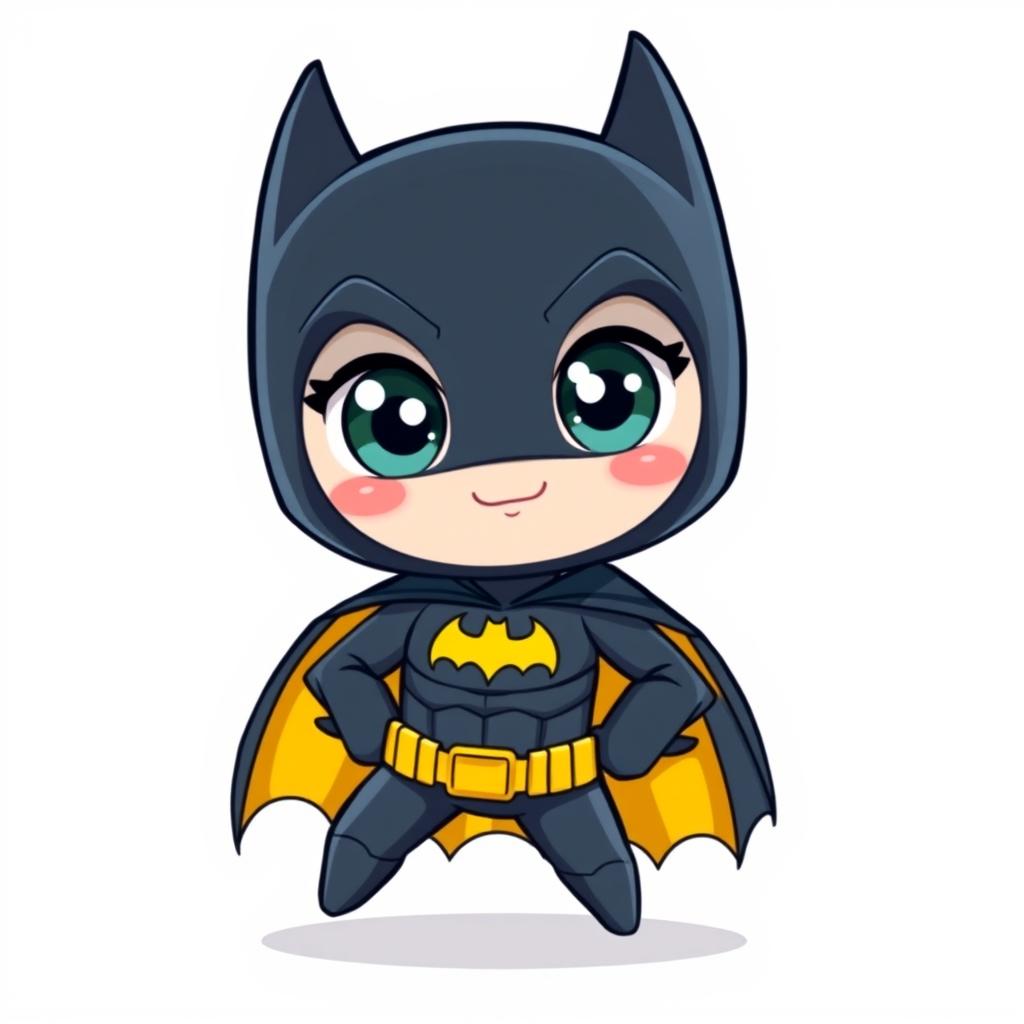 A cute animated version of Batman, featuring a stylized, chibi-like design