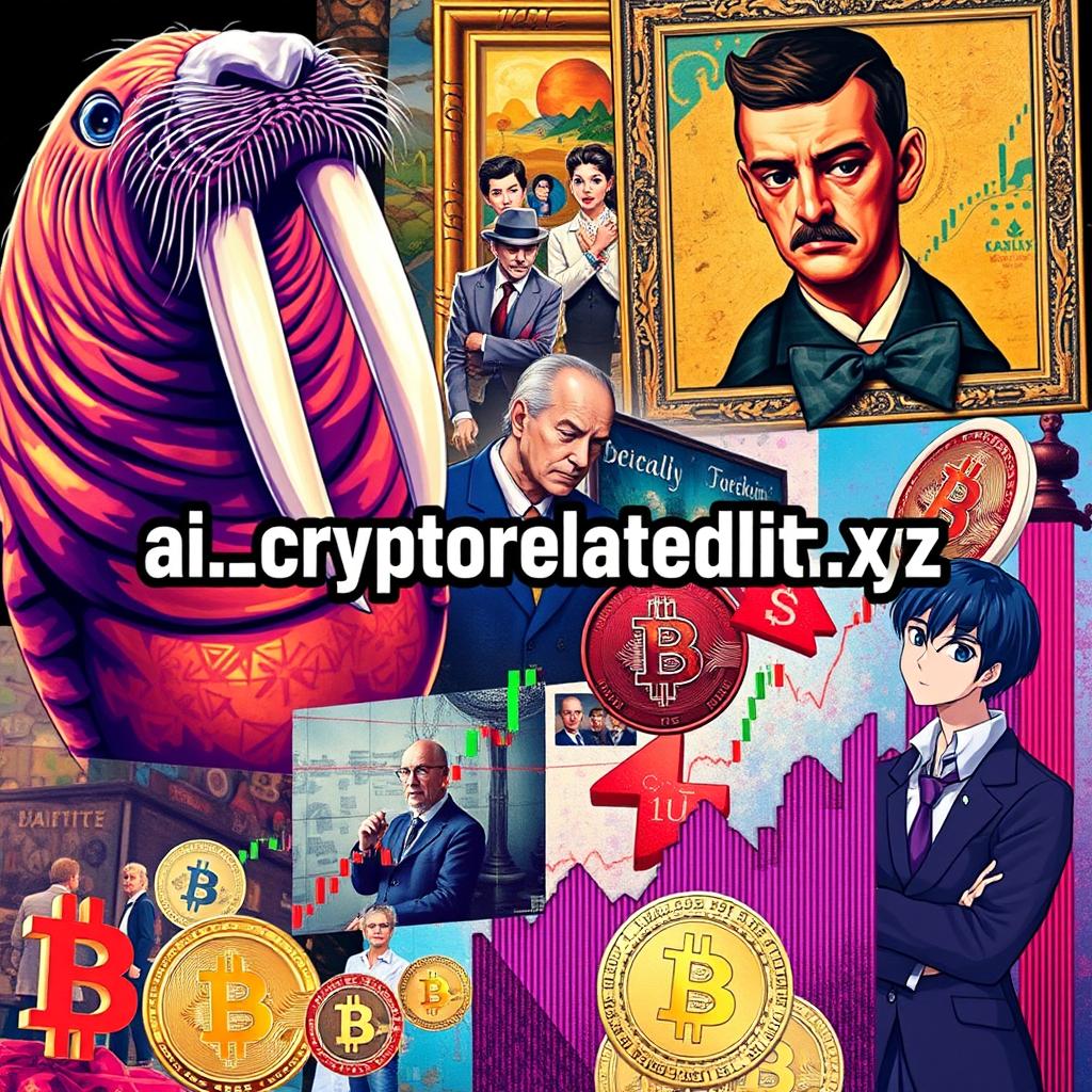 A vibrant and artistic composition featuring the pixelated text 'ai_cryptorelatedshit