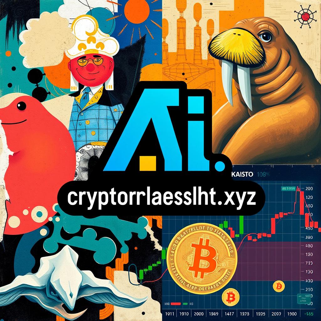 A stunning artwork featuring a large, bold, pixelated logo of 'ai_cryptorelatedshit