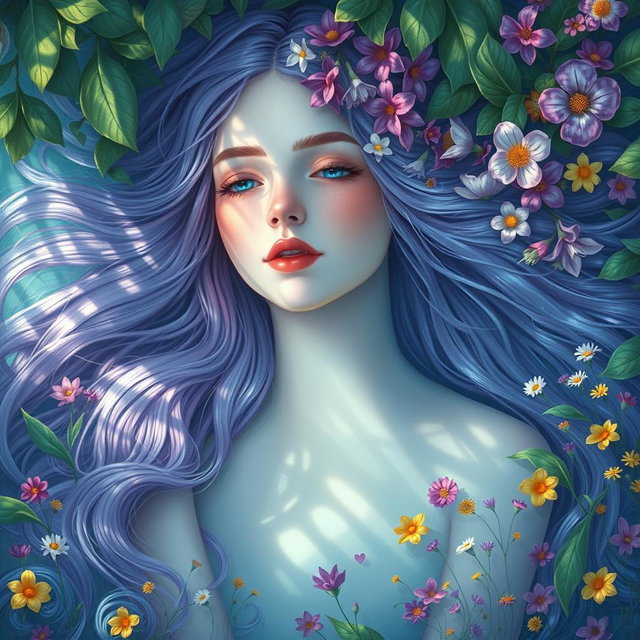 A reinterpretation of the historical art 'Ophelia Drowning' featuring a more beautiful girl with ethereal qualities