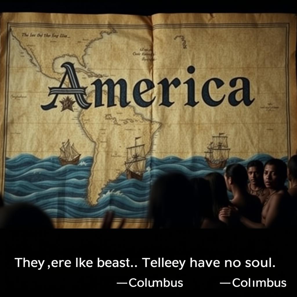 An old 15th-century parchment map prominently displaying the word 'America' in bold letters