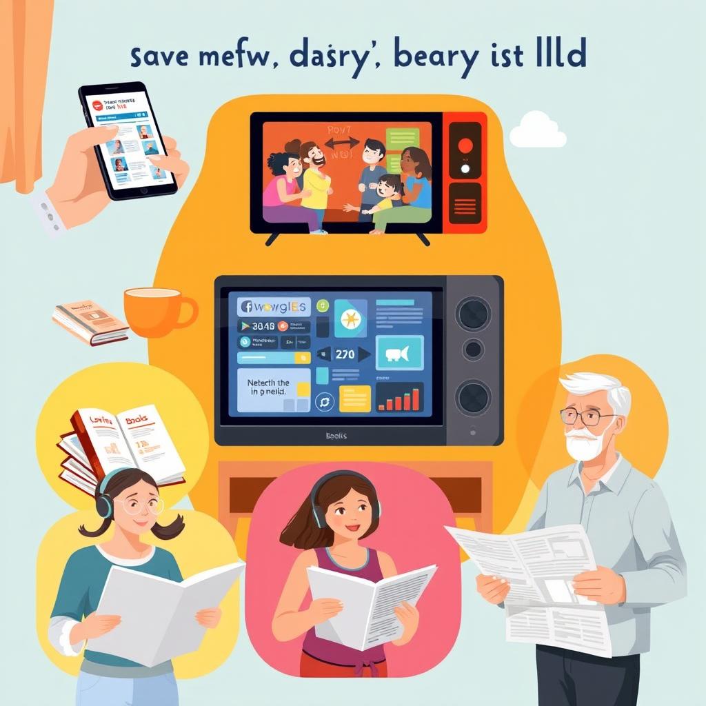 A visual representation illustrating the impact of different types of media on daily life