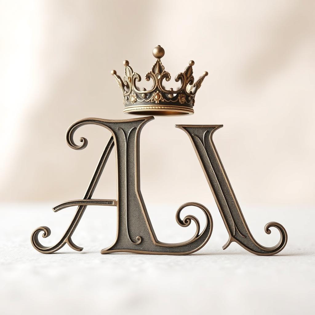 A stylized combination of the letter 'A' and the letter 'L' intertwined artistically, with a decorative crown perched on top