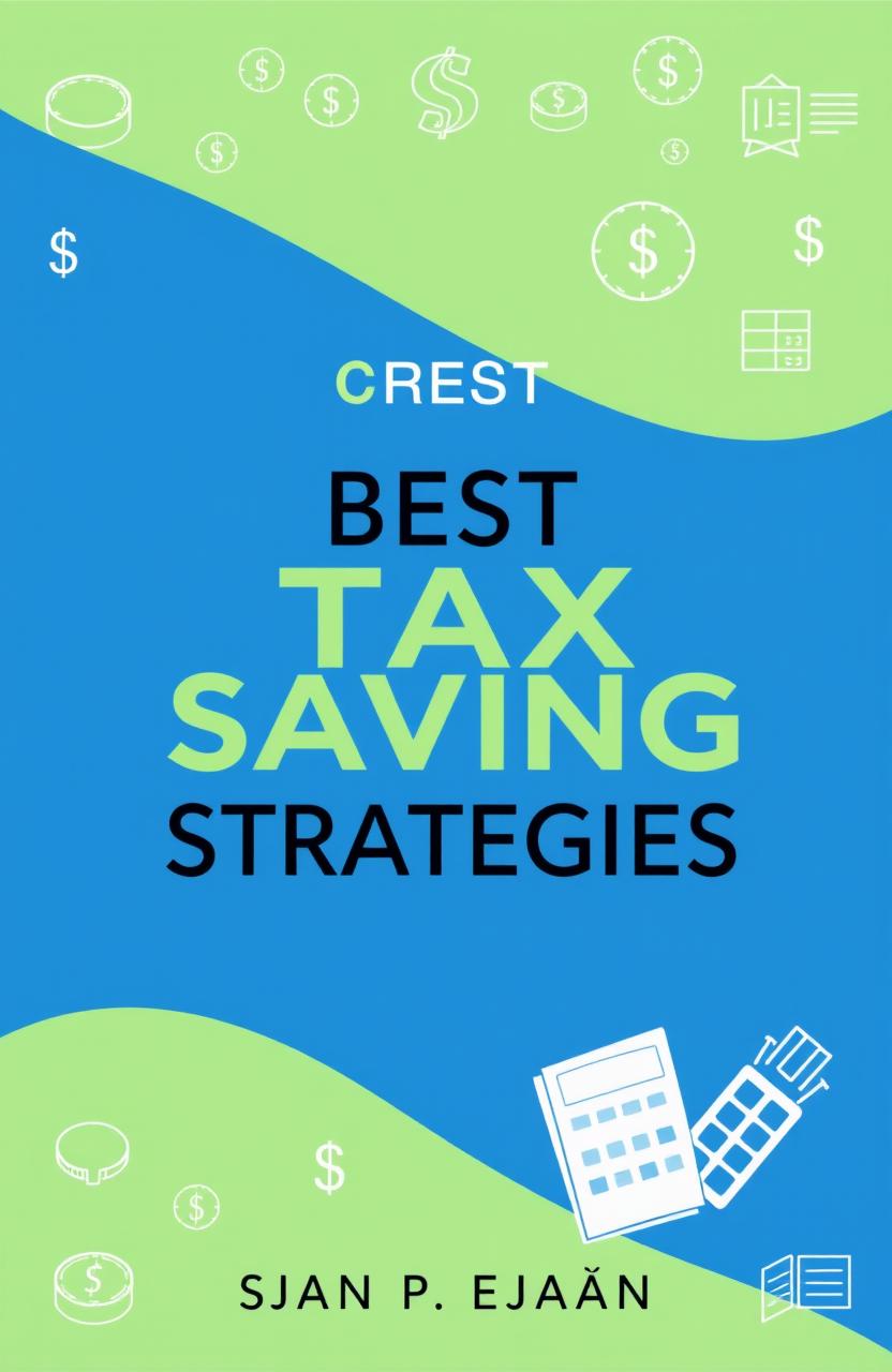 A modern and professional book cover design for a finance genre titled "Best Tax Saving Strategies" in bold and readable fonts