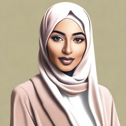 A high-quality digital art image of a confident, fashionable Muslim woman