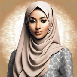 A high-quality digital art image of a confident, fashionable Muslim woman