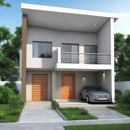 A 9x21 meter house plan, containing 3 bedrooms: two rooms of 4x3.5 meters and a main bedroom of 4x6 meters, which includes a private bathroom.