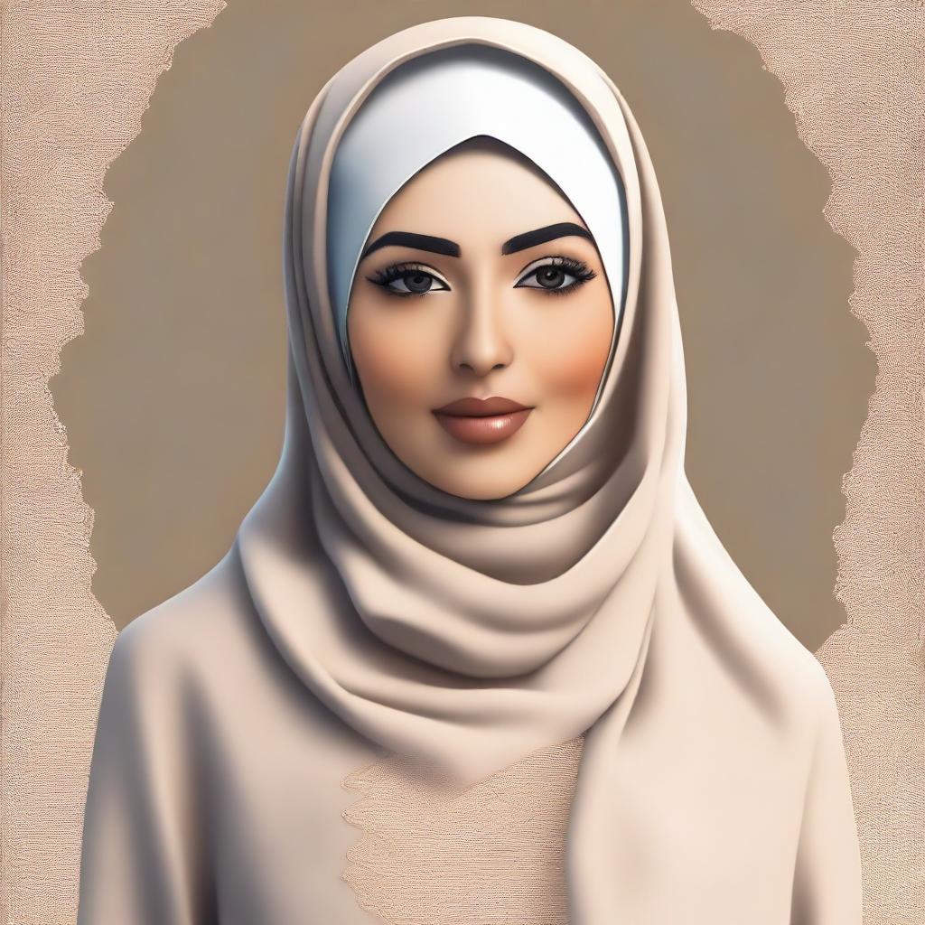 A tasteful, high-quality digital art image of a Muslim woman with a curvy figure