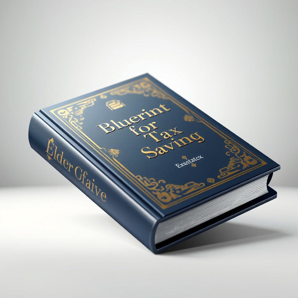 A 3D representation of an elegant, engraved hardcover ebook titled 'Blueprint for Tax Saving'