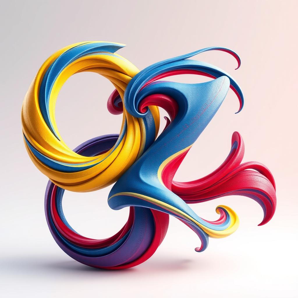 An abstract representation of the letters 'O' and 'Z' intertwined in a vibrant, colorful composition, with dynamic swirls and textures that evoke energy and creativity