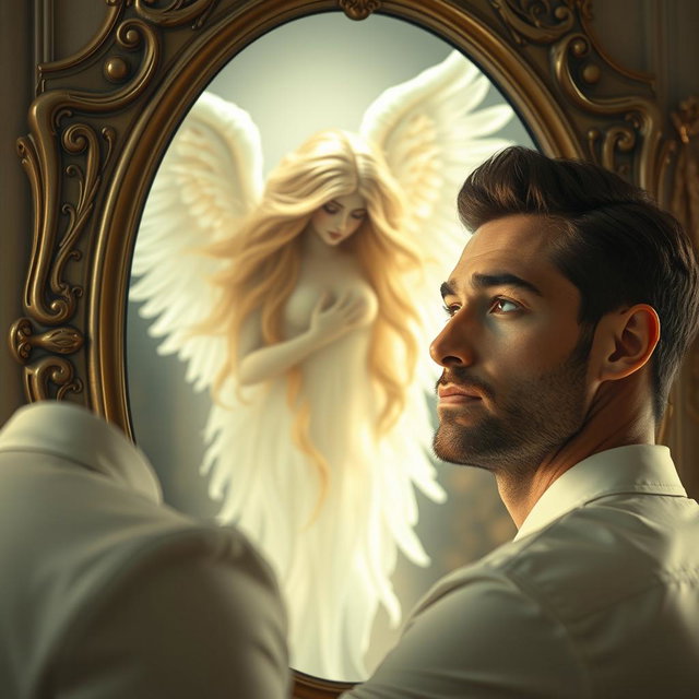 Divine Reflection: A Handsome Man and His Angelic Twin