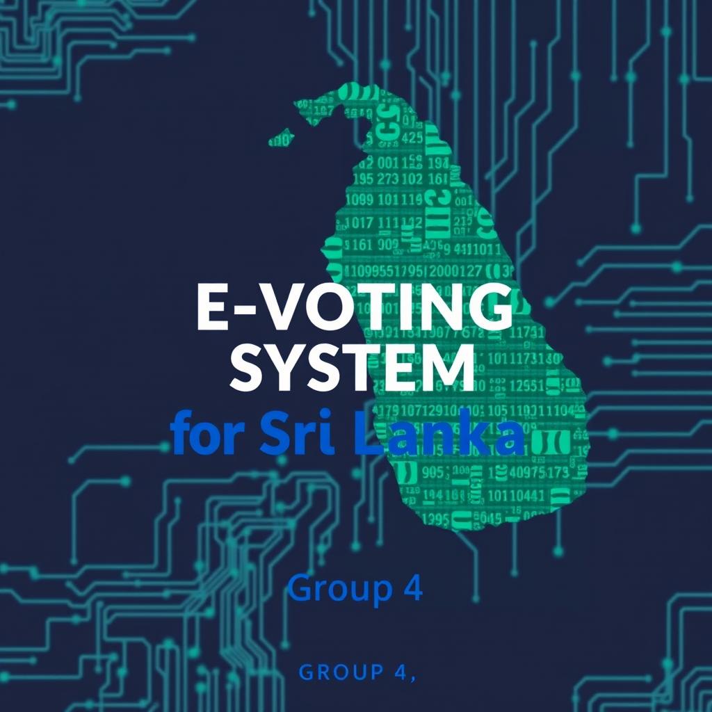 A visually striking A4 cover page for a report titled 'E-Voting System for Sri Lanka'