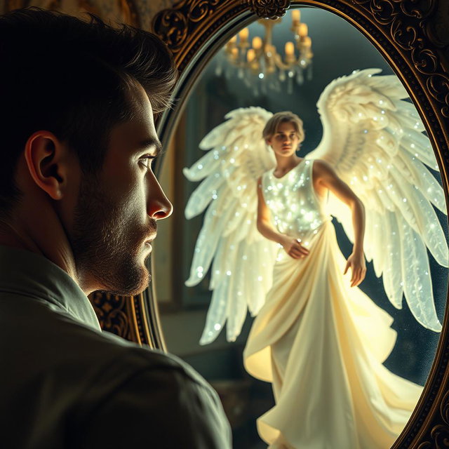 Transcendent Beauty: Man and Angel Reflection