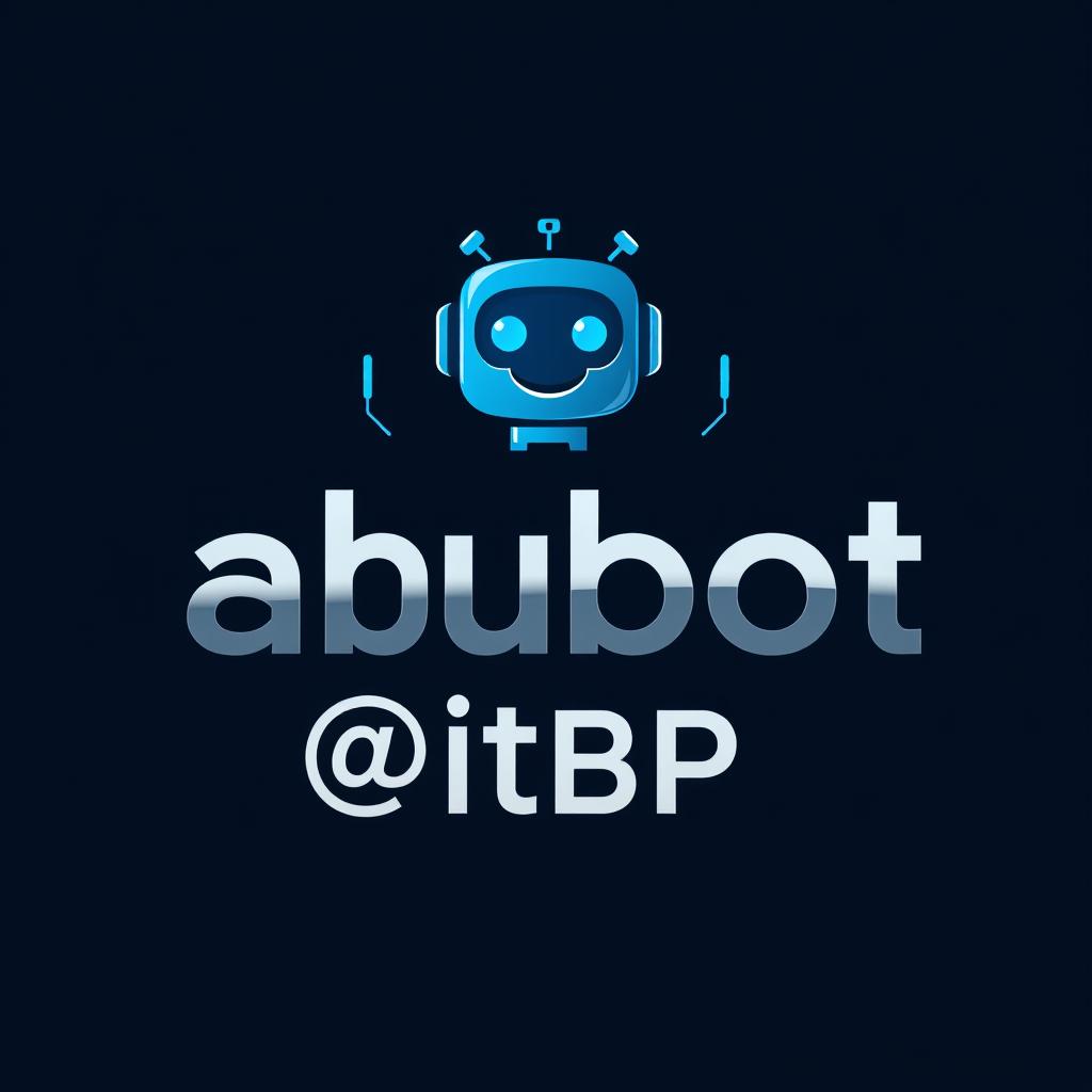 A modern and sleek logo design for 'abubot@itbp' featuring a stylized robot icon integrated with the text