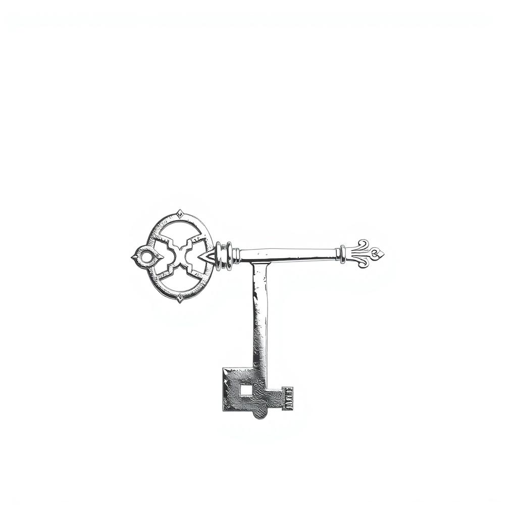 A simple yet striking image of a foil outline of an antique key, representing ancient knowledge and secrets