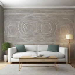 An intricate design for a five meter long living room wall, stylish and unique.