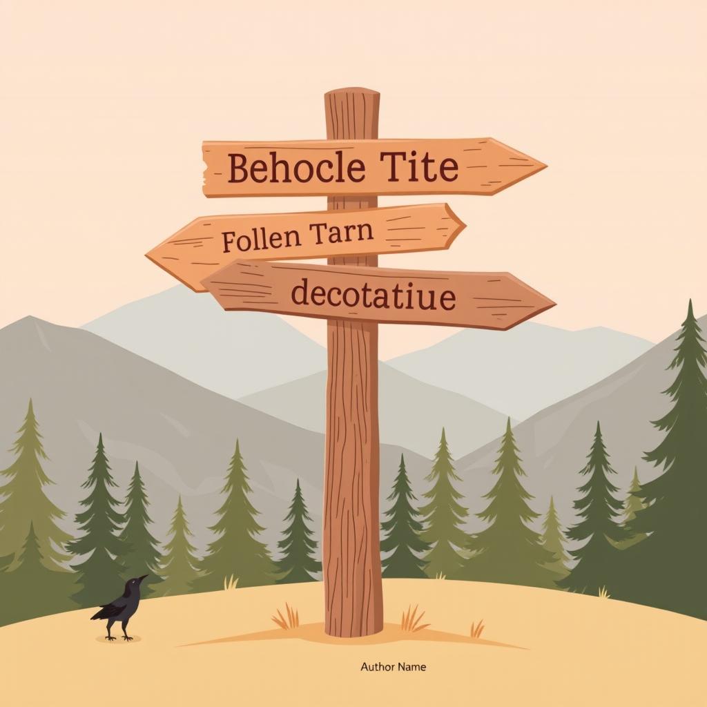 A flat and minimalist illustration of a wooden signpost featuring multiple directional arrows, each adorned in warm earthy tones such as soft pink, beige, and brown