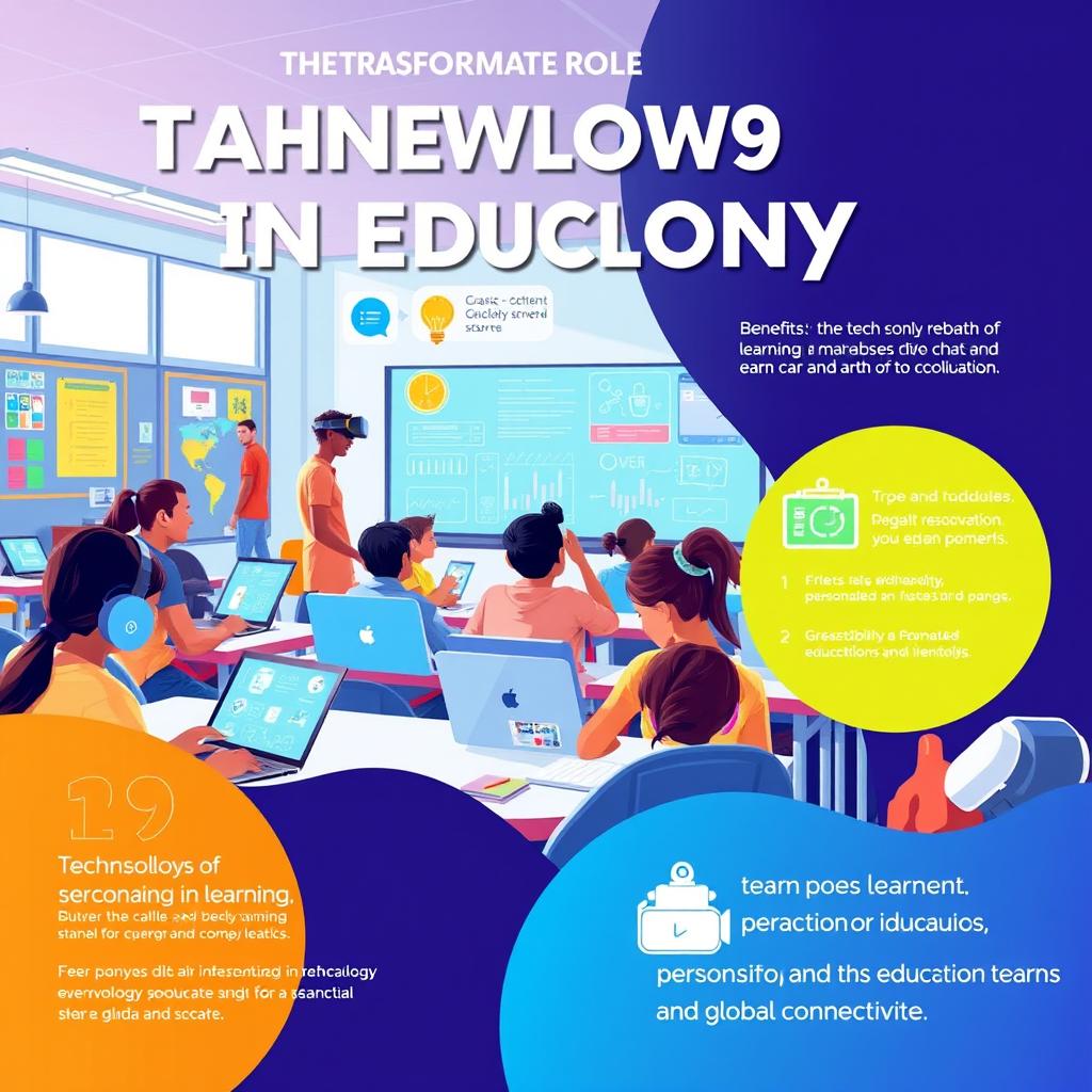 A captivating poster illustrating the transformative role of technology in education and learning