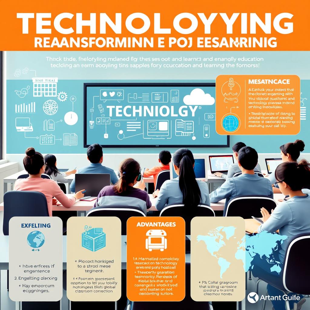 A captivating poster that showcases the role of technology in transforming education and learning