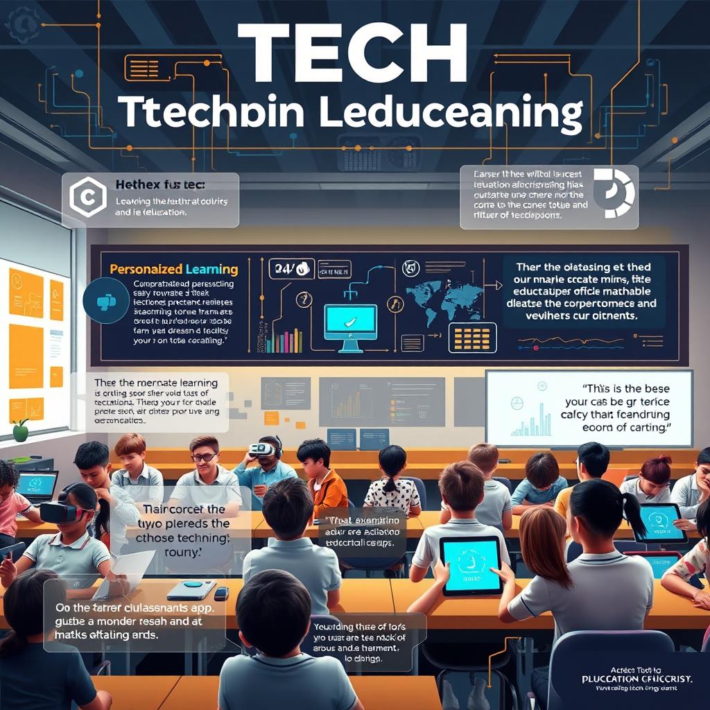 A captivating, attractive, and informative tech-themed poster showcasing the vital role of technology in shaping education and learning