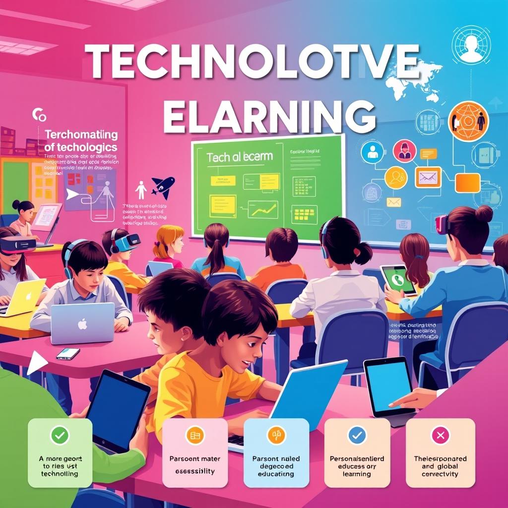 A captivating poster illustrating the transformative role of technology in education and learning
