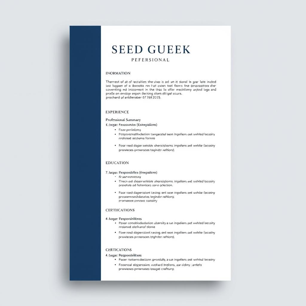 A professional CV layout showcasing an organized and clean design