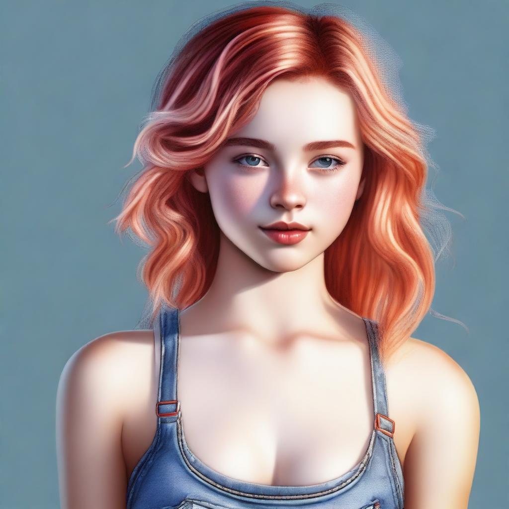 This is a highly detailed digital art image of a 15-year-old girl