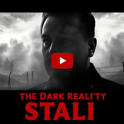 A striking and dramatic YouTube thumbnail depicting the dark reality of Stalin's regime