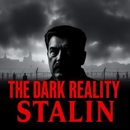 A striking and dramatic YouTube thumbnail depicting the dark reality of Stalin's regime