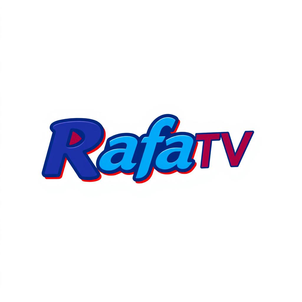 A modern logo design for a YouTube channel named 'Rafa TV', featuring bold and vibrant colors like blue and red