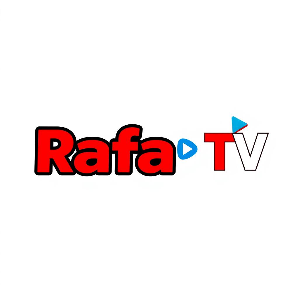 A modern and sleek logo design for a YouTube channel named 'Rafa TV'