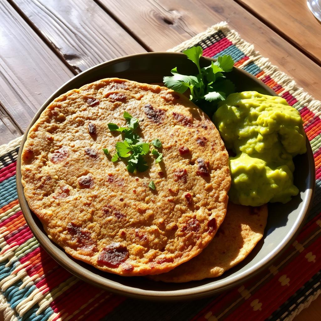 A delicious plate of red lentil tortillas, freshly made and steaming
