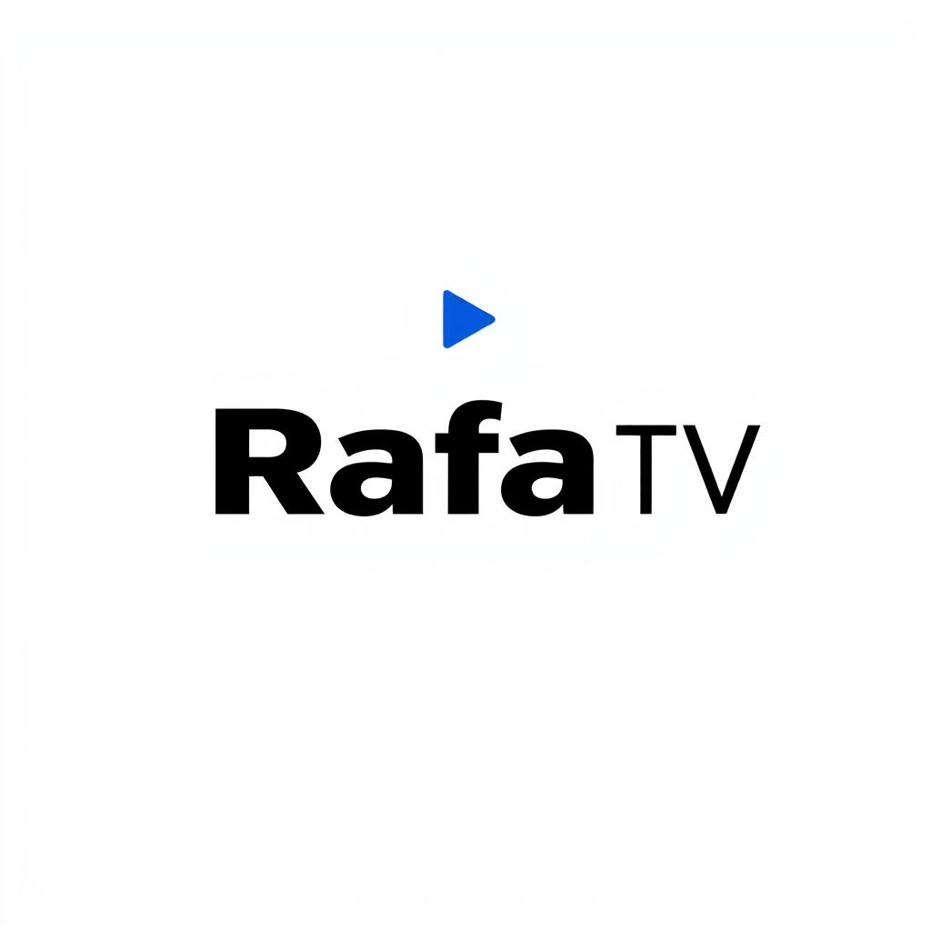 A sleek and modern logo design for a YouTube channel called 'Rafa TV'