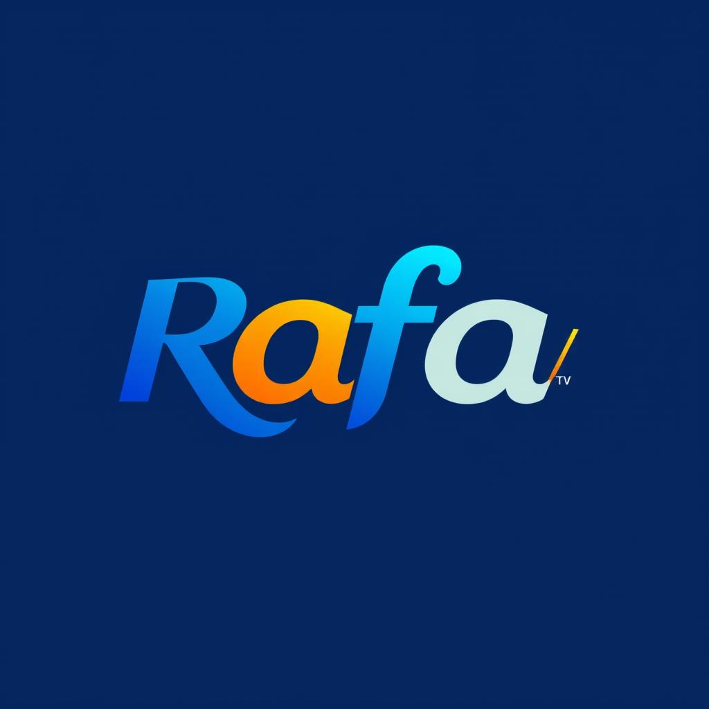 A professional logo design for 'Rafa TV', featuring a modern and sleek font with the letters 'R' and 'T' creatively intertwined