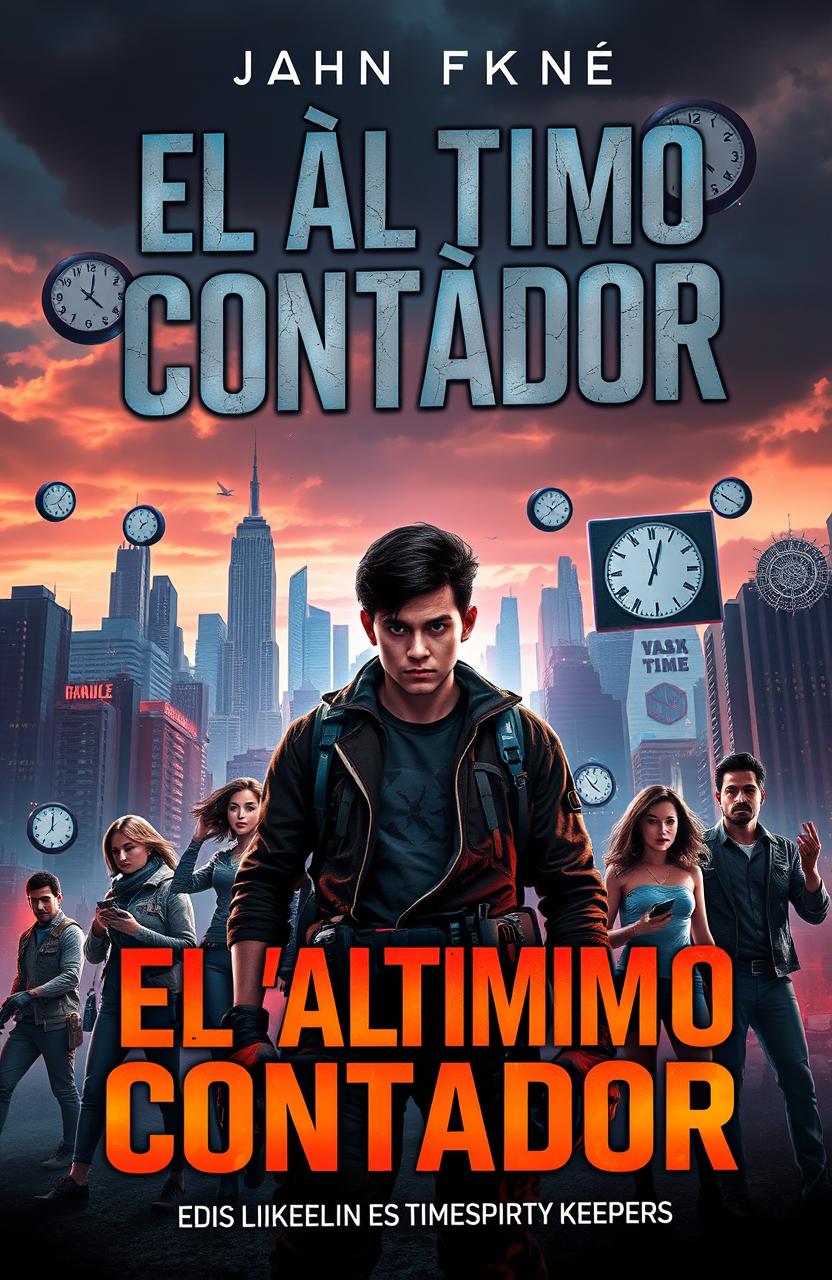 A dynamic and gripping book cover for the science fiction novel 'El Último Contador'