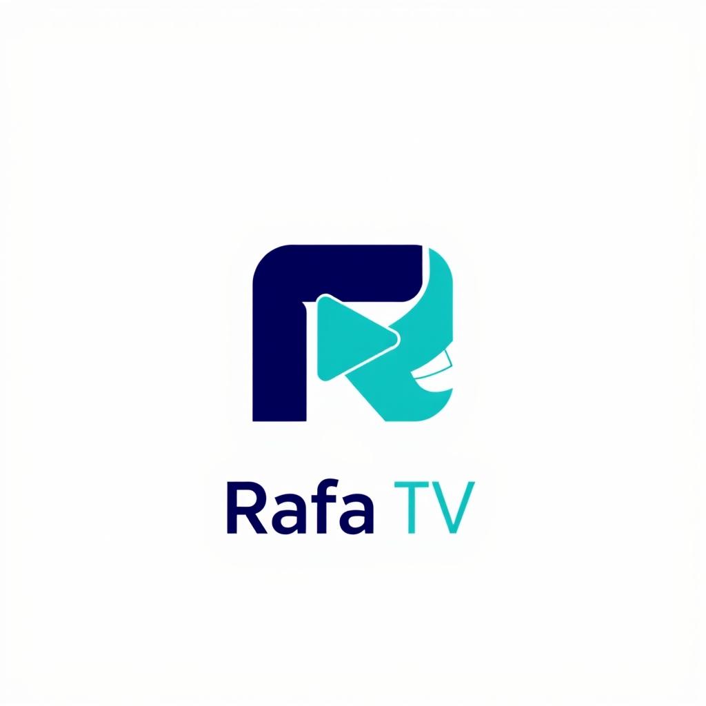 A sleek and modern professional logo design for a brand called 'Rafa TV'